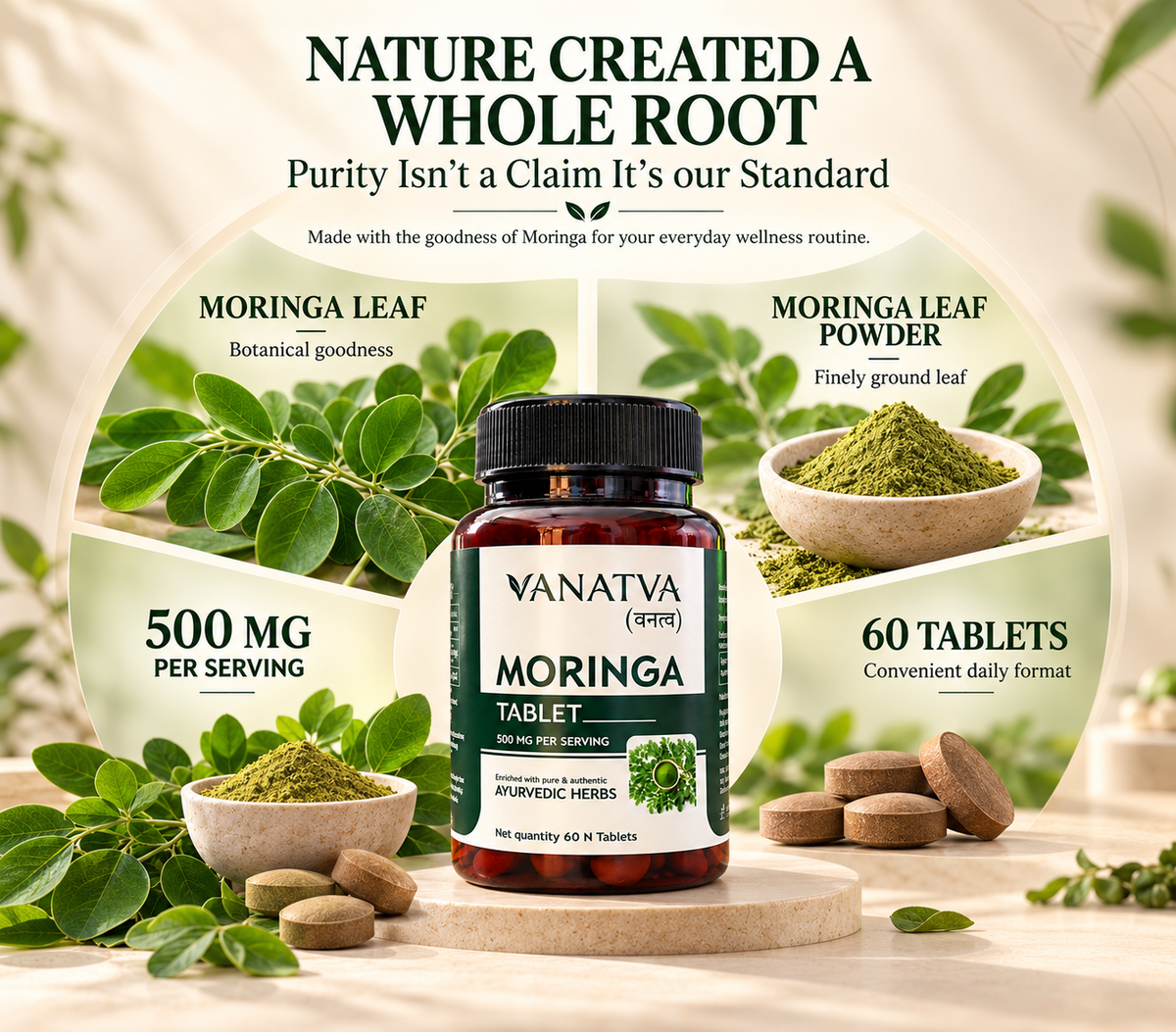 VANATVA Moringa Tablets 500 mg | 60 Tablets