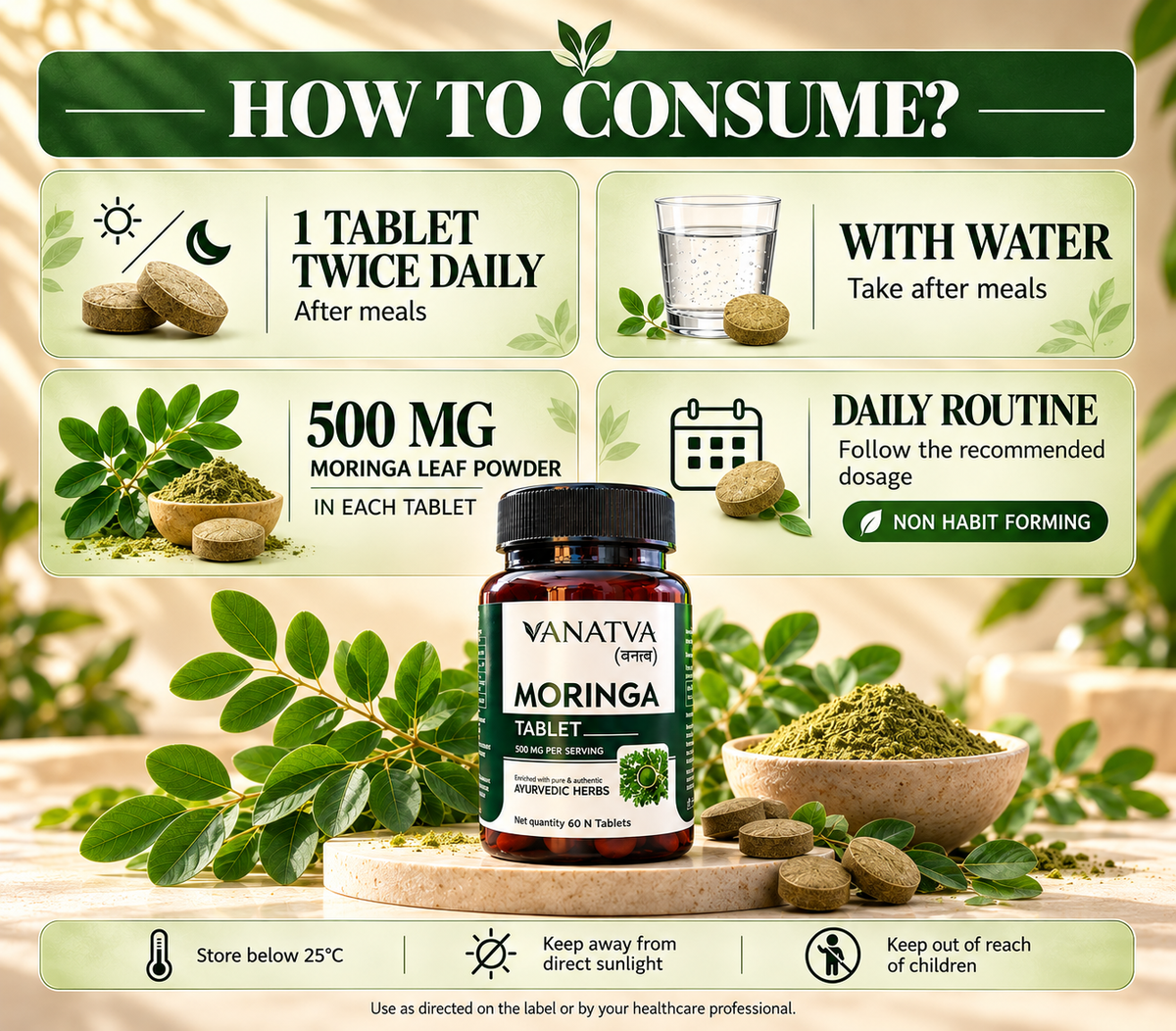 VANATVA Moringa Tablets 500 mg | 60 Tablets
