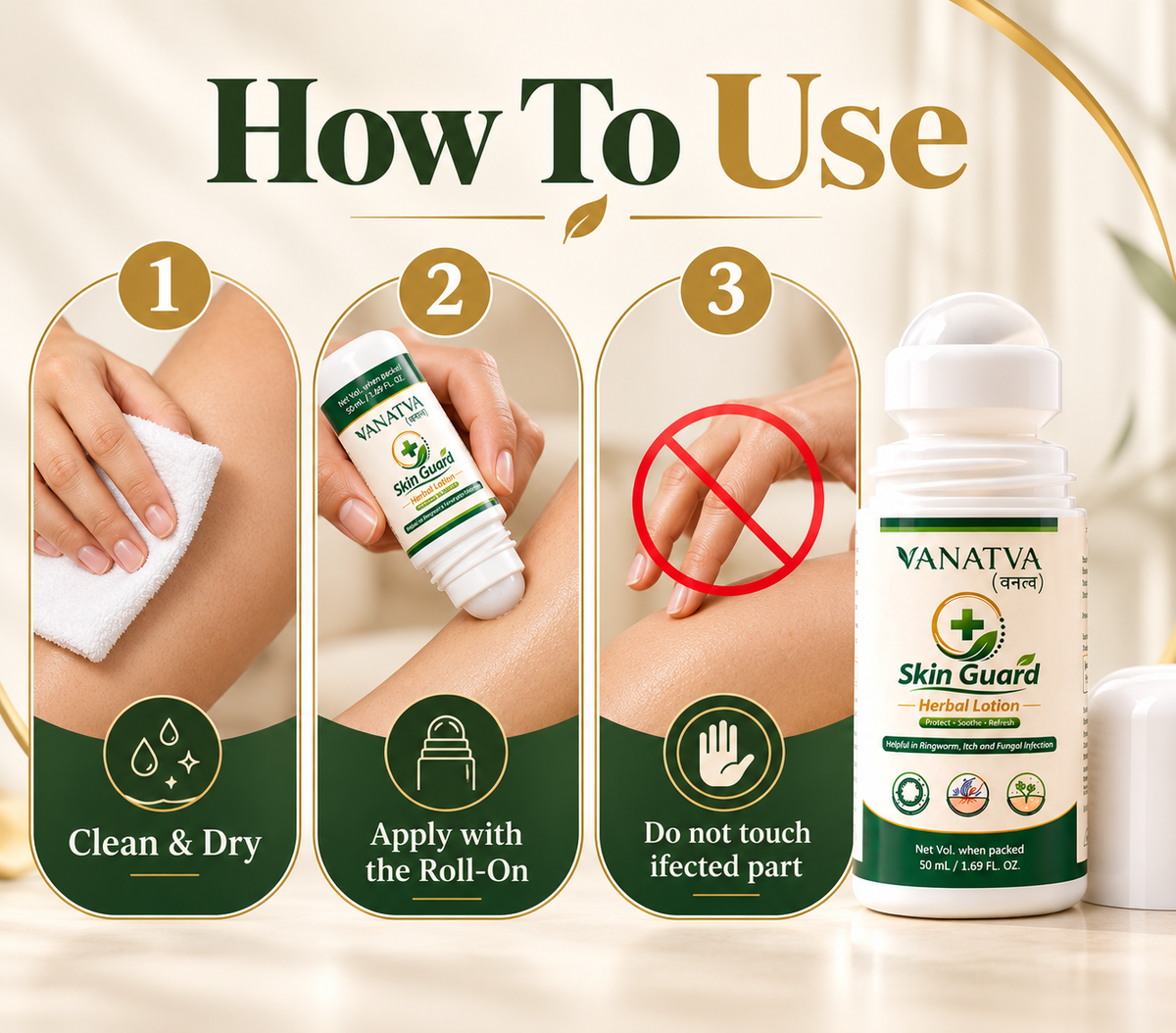 VANATVA Skin Guard Herbal Lotion Roll-On| Ayurvedic | 50 mL